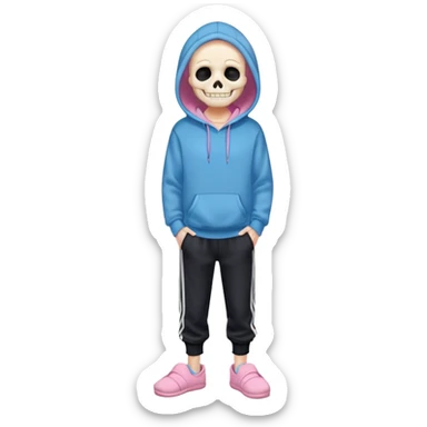 Sans The Skeleton, Blue Hoodie, Grin, Pink Slippers, Black Jogging Pants sticker