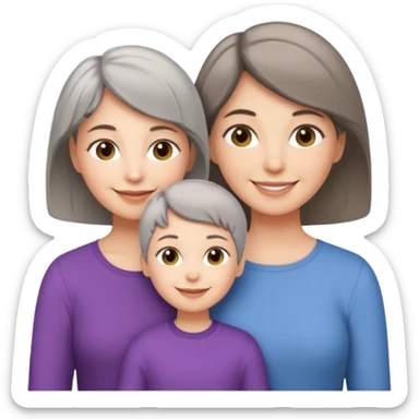 A mum with short Gray hair and her two adult daughters with Light brown hair sticker