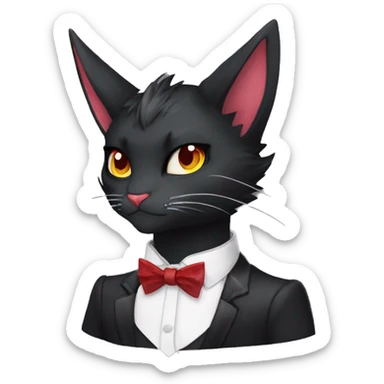 cool edgy elegant beautiful black punk red ethereal fantasy nargacuga-bat-cat-Fakemon collar harness bow tie full body sticker