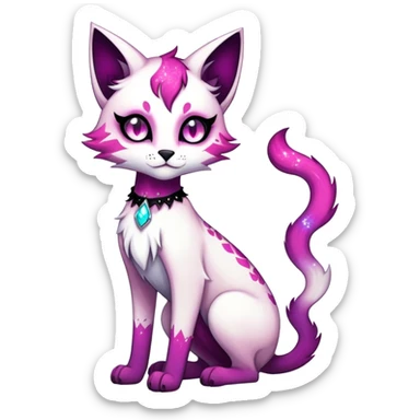 Vibrant dark edgy gothic Falvie-Fionbri-creature-sparkle-feline-fursona, full body sticker