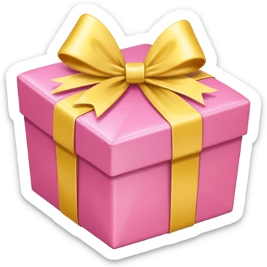 Cute kawaii sparkly shiny glossy romantic aesthetic Heart-shaped pink gift box present with yellow wrapping sticker