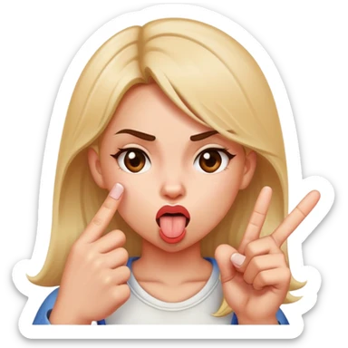 Girl sticking her tongue out with middle finger sticker