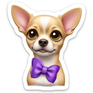 chihuahua with a purple bow sticker