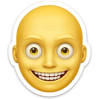 a standard yellow face that is smiling, but uncomfortable at the same time. make it slightly evil and extra points for being unsettling to look at sticker