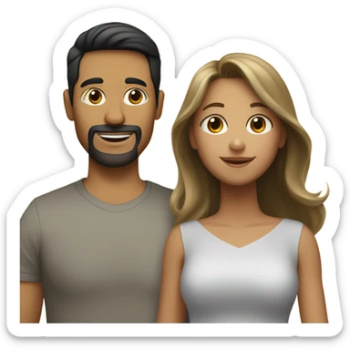Puerto rican beard short black hair  husband with blond long hair wife and brown long hair daughter Family  sticker