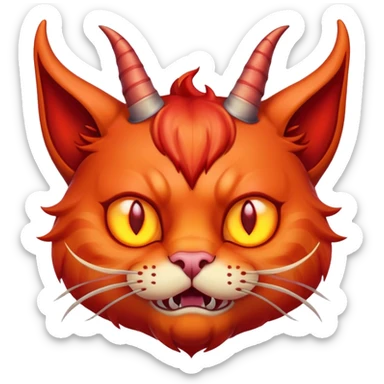 Evil red cat with horns and fire sticker