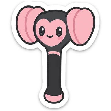 BLACKPINK-inspired gothic lightstick, no hearts, kawaii style, cute and stylish, black and pink color scheme sticker