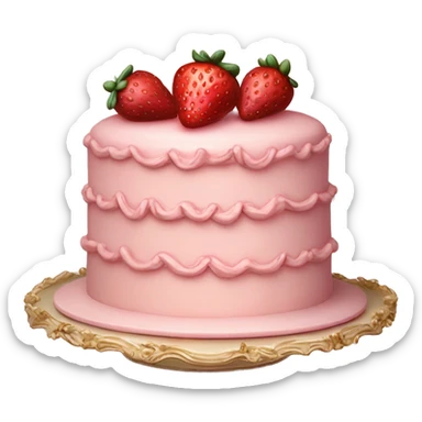 vintage rococo pale pink cake with strawberries sticker