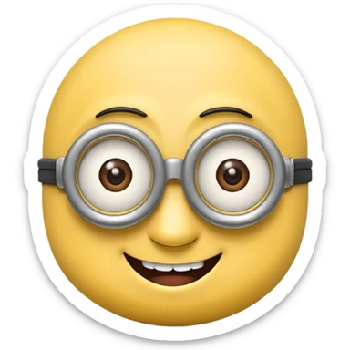 Minion emoji with a round head like normal emojis and a smurk 😏 sticker