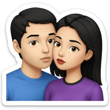 ligh skin black hair man kissing ligh skin black hair woman sticker