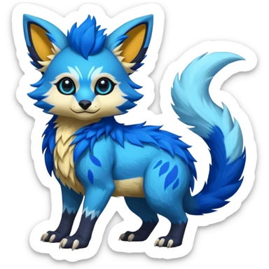 Rare realistic exotic cute epic pretty beautiful handsome gorgeous aesthetic colorful vibrant Vernid-Protogen-Primagen-Wickerbeast-species-Fakemon-creature by LiLaiRa, random markings, tufted ears, full body sticker