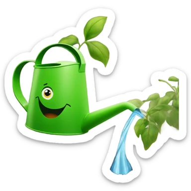 seed on the ground being watered by a watering can sticker