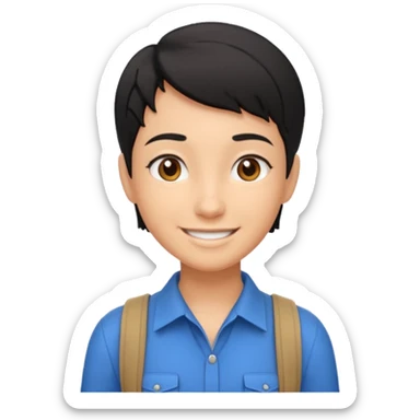 A young guide with short black hair. 3D sticker
