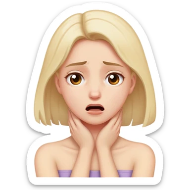 girl holding neck in agony sticker