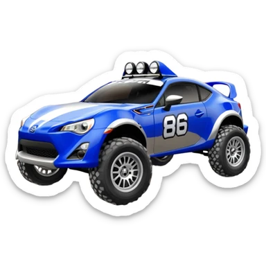 2013 scion fr-s ultramarine off road 4wd monster Baja dessert stadium racer number 86 with large fancy silver wheels  sticker