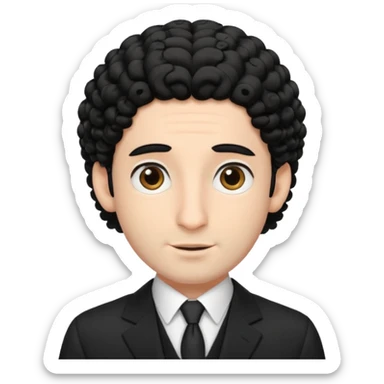 jewish man with a black kippah, black hair, large nose, wearing a black suit with a white shirt, and has curls/peyot hairstyle sticker