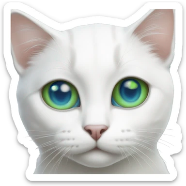 White cat with blue And green heterochromia sticker