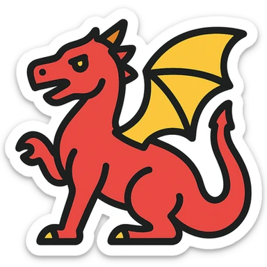 red dragon icon with color outline sticker