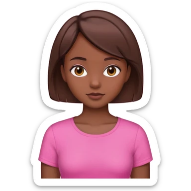 I need a girl with brown short hair, a lil dark skin, with a pink top  sticker