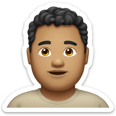 Southeast Asian male with black, wavy hair, light brown skin, and obese. sticker