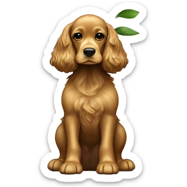 Cocker spaniel Girl sitting Full Body frontal with yellow flower on her war  sticker