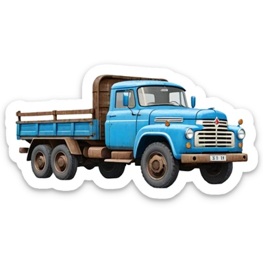 ZIL-130 Soviet truck with blue cabin and flatbed, classic Russian cargo truck from 1960s sticker