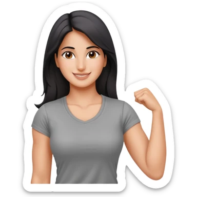 ipretty bratz emoji of katrina kaif wearing a grey tee, muscular sticker