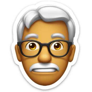 Goofy emoticon wearing glasses raising eyebrow sticker