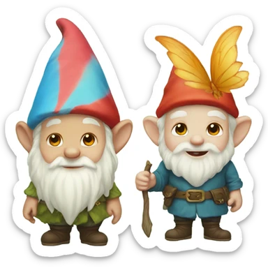 gnomes and fairies  sticker