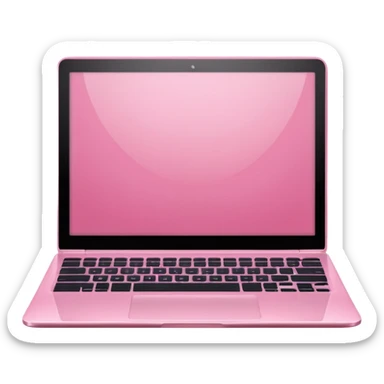  pink pink laptop with a sleek modern design, open screen, soft lighting and reflections, minimal aesthetic, isolated on transparent background, realistic style sticker