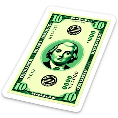 3D realistic US 100 dollar bill sticker, slight perspective, centered, clean cutout, transparent background, no text, no watermark sticker