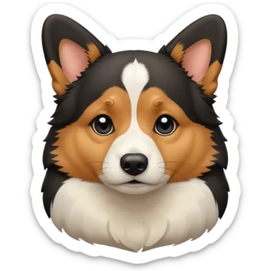 sad black tricolor corgi with no tail sticker