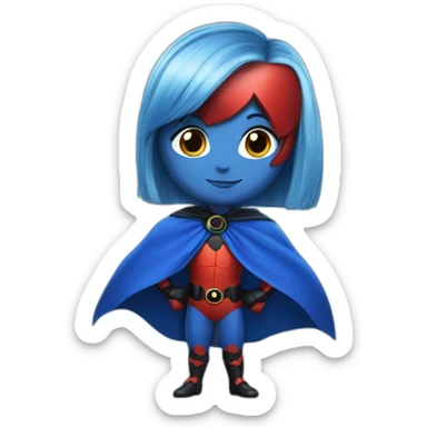 Superhero ladybug with blue short hair  sticker
