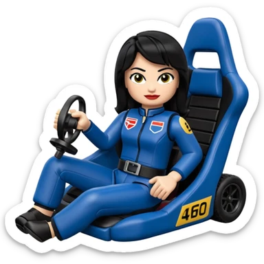 full size real-appearance road racing sexy buxom Batman’s feminine midnight-colored tight outfit sixty’s tv show dark stealthy accurate sporty safe plush deluxe Lego off-road pursuit drifting car lexus (black hair,reclining and relaxed torso and shoulders back against seat) rallycross kart  sticker