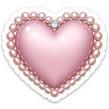 Pale pink heart with pale pink pearls around it  sticker