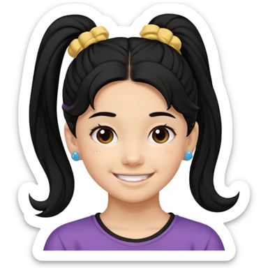 Teen girl with scrunchie ponytail black hair sticker