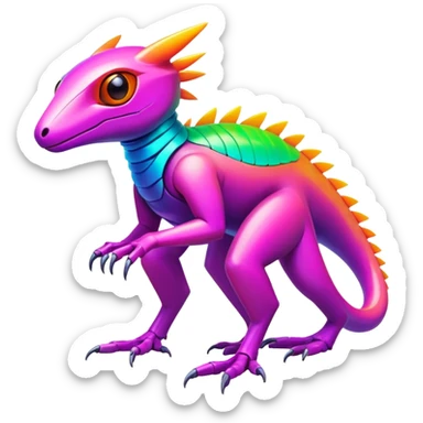 Tropical futuristic lush warm-colored modern neon-colored cyber-Fakémon-Trico-creature sticker