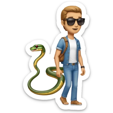anthropomorphised snake wearing jeans, t-shirt, sunglasses, walking upright sticker