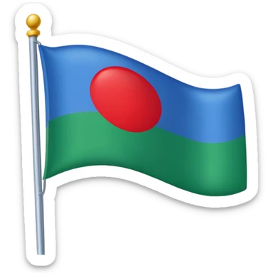 Un drapeau avec du bleu en haud du vers en bas et un cercle rouge aj milieux sticker