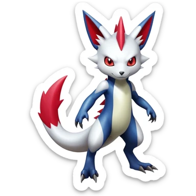 Cool Edgy Badass Shiny Futuristic Ethereal Legendary Digimon-Sneasel-Zangoose-hybrid full body sticker