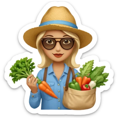 Shopper with veggie tote,Farmers’ Market sticker