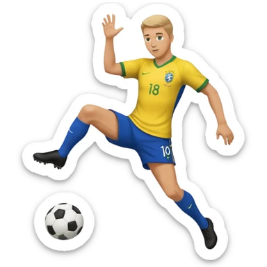 A white guy kicking a soccer ball with a brazil fc shirt on sticker