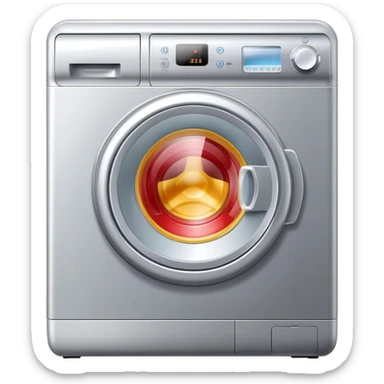 metallic silver washing machine with detergent sticker