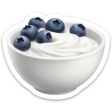 White yoghurt in a bowl with blueberries sticker