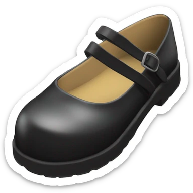 Pair of Black Mary Jane’s flat schoolgirl shoes black insides sticker