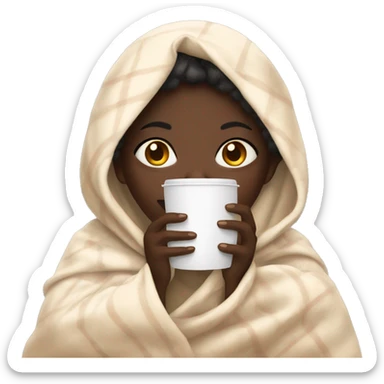Dark skin girl inside a blanket sipping coffee eyes closed sticker