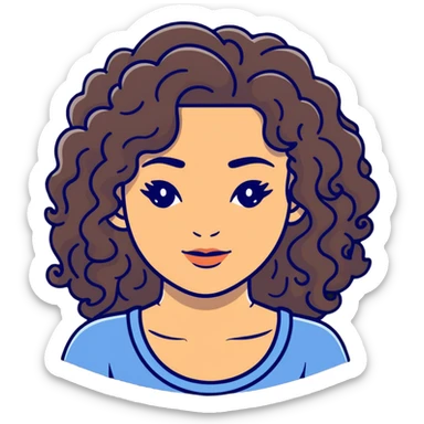 attractive Greek woman with long curly dark brown hair and light skin sticker