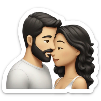 White-man-with-a-smooth-black-hair-cut-fade-and-a-black-beard-kissing-a-white-woman-with-long-brown-waved-hair sticker