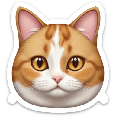 full body torbie and white cat with small head, hazel eyes, and short but chubby body sticker