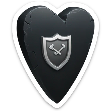 a black tombstone with the inscriptions in silver RIP and a silver heart sticker